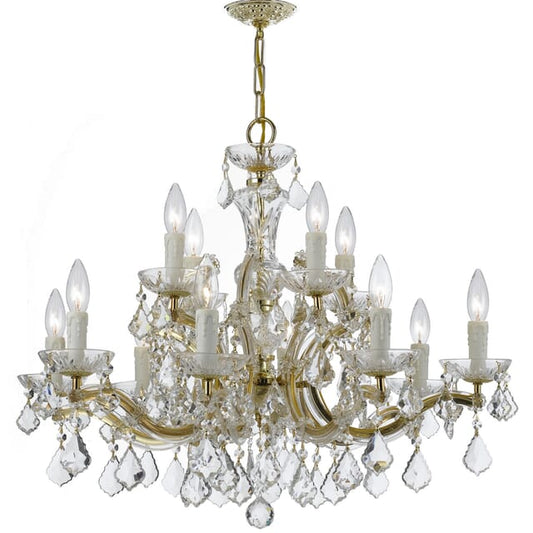 Traditional Chandelier in Gold with Clear Hand Cut Crystals