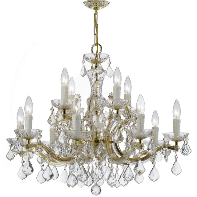 Traditional Chandelier in Gold with Clear Hand Cut Crystals