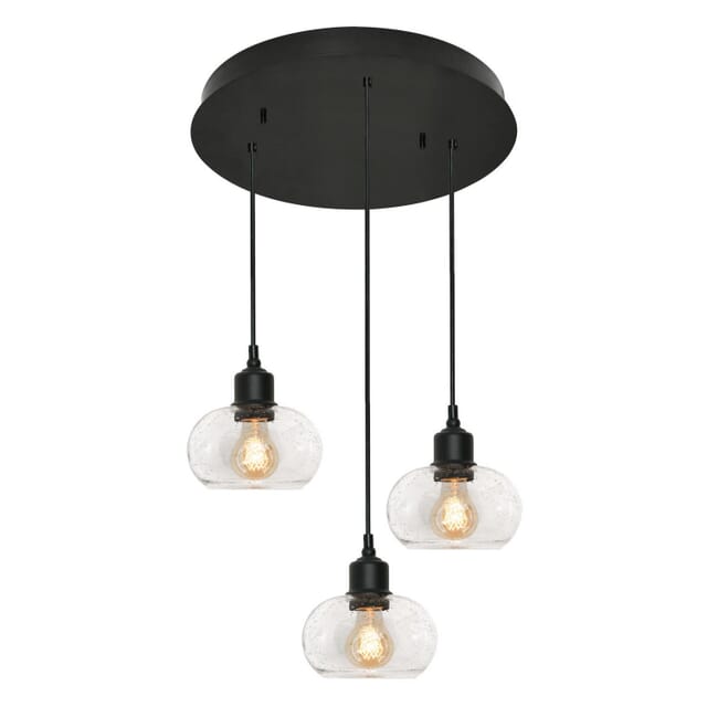 3-Light Pendant in Black